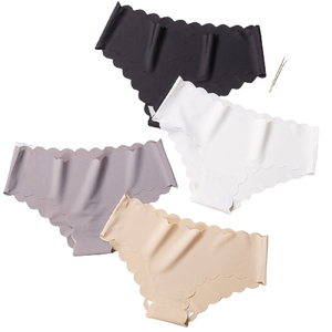 Woman Ice Silk Panty Solid Low-waist Seamless Laser Cut Underwear One Piece Traceless Panties